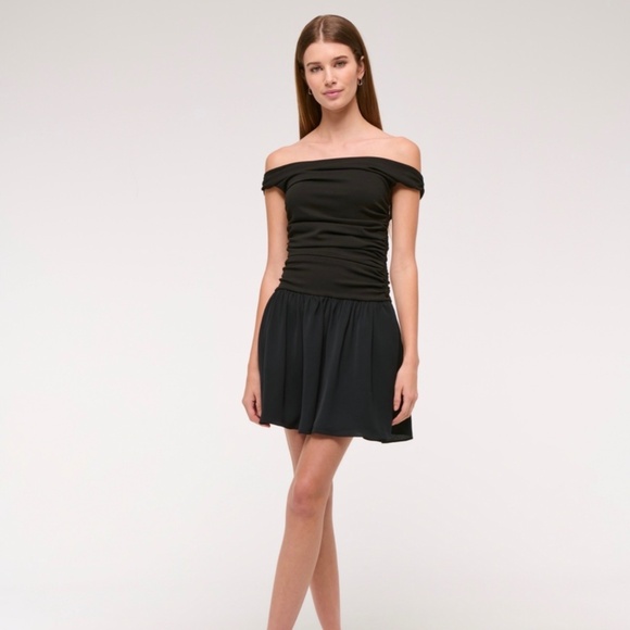 Off-The-Shoulder Ruched Mini Dress - Picture 1 of 10